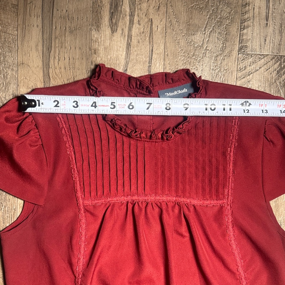 Modcloth Red Ruffled Blouse - Size S - Picture 6 of 11